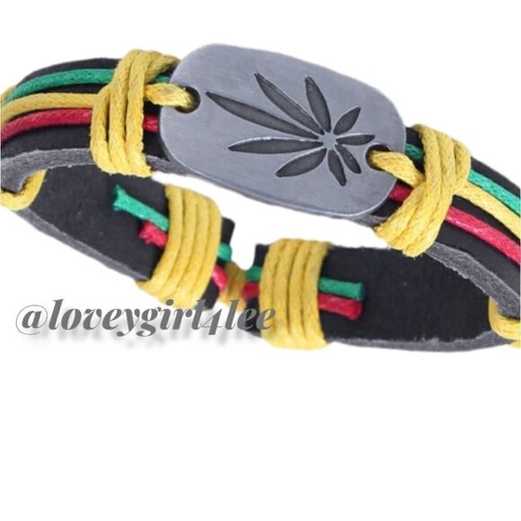 COLORFUL VEGAN LEATHER LEAF BRACLET #P1 - Picture 6 of 7